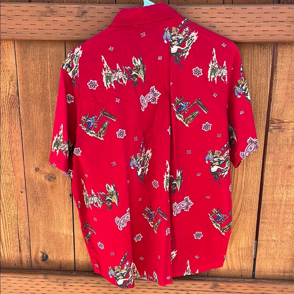 Red Patterned Men's Shirt - Picture 3 of 3